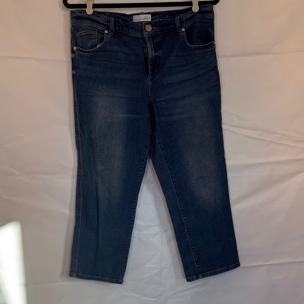 LOFT  Ann Taylor Dark Blue Ankle Jeans Straight Leg